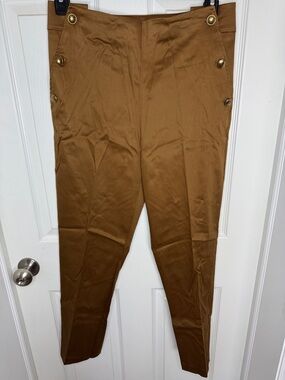 NWT Massimo Dutti Camel Brown Sailor-Button Chinos
